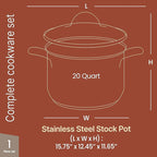 Stainless Steel Stockpot with Tempered Glass Lid 20 Quart, Durable 18/0 - Image 2