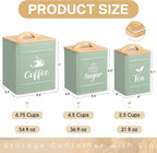 Maxdot 3 Set Coffee Sugar Tea Containers, Square Airtight Kitchen Canisters - Image 2