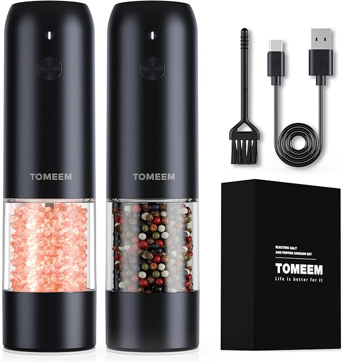 TOMEEM Electric Salt and Pepper Grinder Set by Tomeem