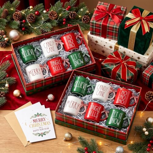 12 Pcs Christmas Mugs Gifts Bulk Red Green Hot Cocoa Mugs Gifts - Image 2