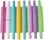 8pcs Colourful Cake Decorating Embossed Rolling Pins, Textured Non-Stick - Image 2