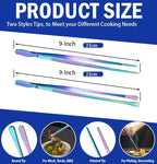 JETKONG 2 Pcs 9-Inch Culinary Tweezers Food Tweezers Kitchen Tweezer Tongs - Image 3