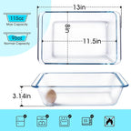 NUTRIUPS 3.7QT Rectangular Deep Glass Baking Dish, Glass Baking Pan - Image 2