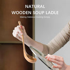Wooden Soup Ladle, 11.2" Handle, 2 fl oz Medium Scoop Utensil - Image 4