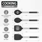 Pack of 4 Large Silicone Cooking Spatulas and Spoons, Slotted and Solid - Image 2