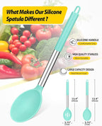 Pack of 2 Large Silicone Cooking Spoons, Non Stick Solid Basting Spoon - Image 2