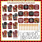 Qinyoung 48 Pcs Christmas Kitchen Oven Mitts Pot Holders, Black Santa - Image 3