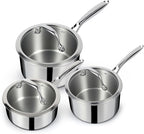 EWFEN 3 Ply Stainless Steel Sauce Pan Set by EWFEN