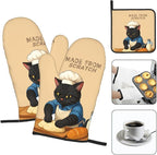Funny Black Cat Oven Mitts and Pot Holders Set, Heat Resistant Cute Oven Gloves - Image 3