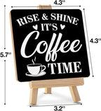 Coffee Bar Decor, Rise and Shine It's Coffee Time Wood Sign - Image 2
