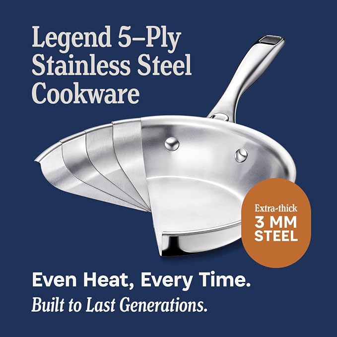 LEGEND COOKWARE 5-Ply Stainless Steel 12-Quart Stock Pot - Image 3