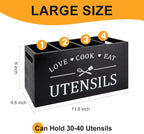 Black Farmhouse Utensil Holder for Kitchen Counter Extra Large Cooking Utensil - Image 6