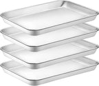 4 Pieces Baking Sheet Pan Tray, CEKEE Stainless Steel Small Cookie Sheets by CEKEEBakingEasilyHappily