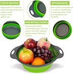 AUAUY 2 Pack Collapsible Colander Set, Round Silicone Folding Collapsible - Image 3