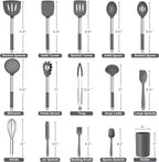 Onader Kitchen Cooking Utensils Set of 15, Silicone and Stainless Steel - Image 2