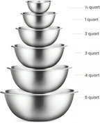 FineDine Stainless Steel Mixing Bowls Set, Dishwasher Safe, 6 Piece Metal - Image 2
