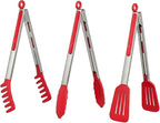 HST Tongs for Cooking with Silicone Tips, Non Stick Kitchen Tongs with Silicone by HST