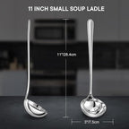 KEAWELL Premium 11" Verona Small Soup Ladle, 18/10 Stainless Steel, Heavy-Duty - Image 2
