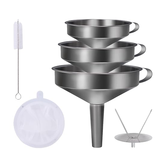 5 in 1 Funnels for Filling Bottles Stainless Steel Small Kitchen Funnel Set for by MASANIU