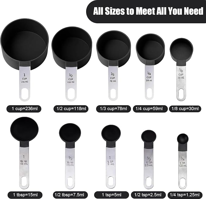 Measuring Cups and Spoons Set, 10-Piece Stackable Kitchen Tools - Image 3