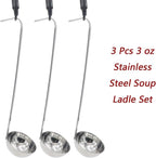 3 Pcs 3 oz Stainless Steel Soup Ladle Set, Long Handle Serving Spoons - Image 3