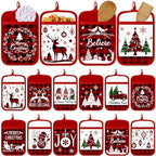 Jingmore 12 Pcs Christmas Pot Holders with Pocket Red Buffalo Plaid Gift by Jingmore