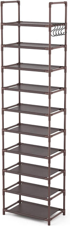 LANTEFUL 10 Tiers Tall Shoe Rack 20-25 Pairs Boots Organizer Storage Sturdy - Image 8