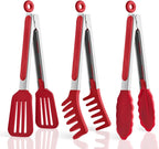 3 Pack Silicone Tongs for Cooking, Maywe Tanso 9 Inch Cooking Kitchen Tongs by MayweTanso