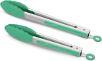 2 Pack Silicone Kitchen Tongs – 9" & 12" Set, Heat Resistant up to 500°F by ALLWIN-HOUSEWARE