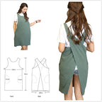 Cotton Linen Japanese Apron Halter Cross Back Bandage X Shape Aprons Two Pockets - Image 2