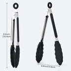 7-Inch Silicone Tongs Pack of 6, Small Stainless Steel Tongs - Image 2