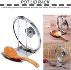 Pot Lid Holder Spoon Rest, Stainless Steel Utensils Pan Pot Cover Lid Rack - Image 4
