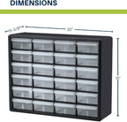 Akro-Mils 24-Drawer Plastic Storage Cabinet | 20" W x 6" D x 16" H | Black | - Image 3