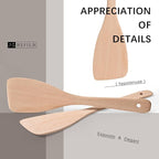 2PCS Wooden Spatulas for Cooking, 12.8inch Uncoated Beech Wood Turners for - Image 3