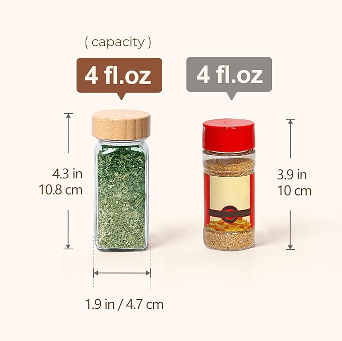 ComSaf Spice Jars with Label 4 oz 24Pcs, Glass Spice Jars with 6 Extra Shaker - Image 6