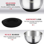 Wildone Mixing Bowls with Airtight Lids, with 3 Grater Attachments, Scale Marks - Image 6