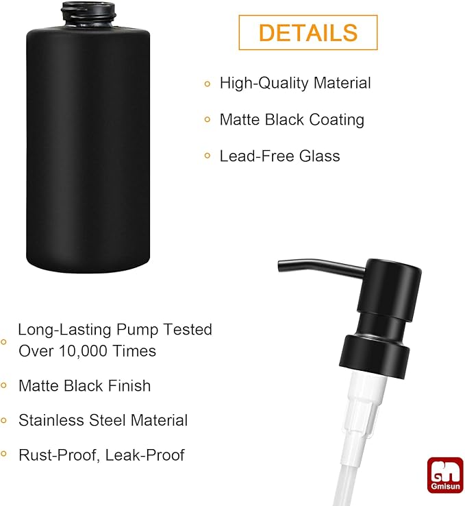 GMISUN Black Soap Dispenser, Hand Soap Dispenser - Image 3