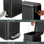 mDesign Slim Metal Rectangle 7.9 Gallon Trash Can - Image 5