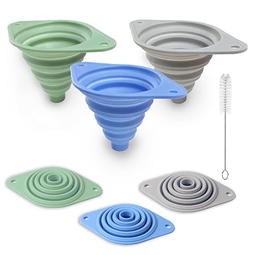 Kitchen Funnel Set 3 Pack, Collapsible Silicone Funnel by Unknown