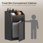 YATINEY Trash Cabinet, Freestanding Trash Can Cabinet, Wooden Recycling - Image 5