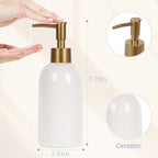 Natheeph 2PC 14OZ Ceramic Soap Dispenser Ceramic Soap Pump Dispenser Can Fill - Image 2
