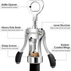 IPOW Wine Opener, Zinc Alloy Wine Bottle Opener, Wing Corkscrew Heavy Duty - Image 7