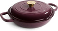 3 Quart Enameled Cast Iron Braiser, Non Stick Enameled Cast Iron Skillet by Fijinhom