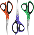 LIVINGO 3 Pack Sharp Scissors, 8.5 inch Comfort Grip Scissors All Purpose by LIVINGO