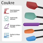 Coukre Silicone Spatula Set of 5, High Temperature Resistant, Food Grade - Image 3