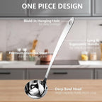 Professional Stainless Steel Soup Ladle, 10.5" Comfort Grid, Long Ergonomic - Image 2