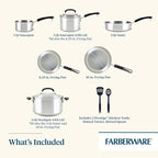 Farberware Brilliance Stainless Steel Cookware Set, 10 Piece Pots and Pans Set - Image 2