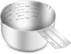 1PCS 2Cup Single Measuring Cup, Etched Inner Scale Stainless Steel Measure Scoop by BERYLER