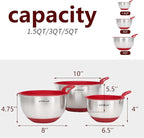 Hillbond Mixing Bowls with BPA Free Airtight Lids Nesting Bowls with Pour Spout - Image 5