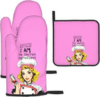 Funny Oven Mitts and Pot Holders Sets, Cute Kitchen Oven Mitts Heat Resistant by Unknown